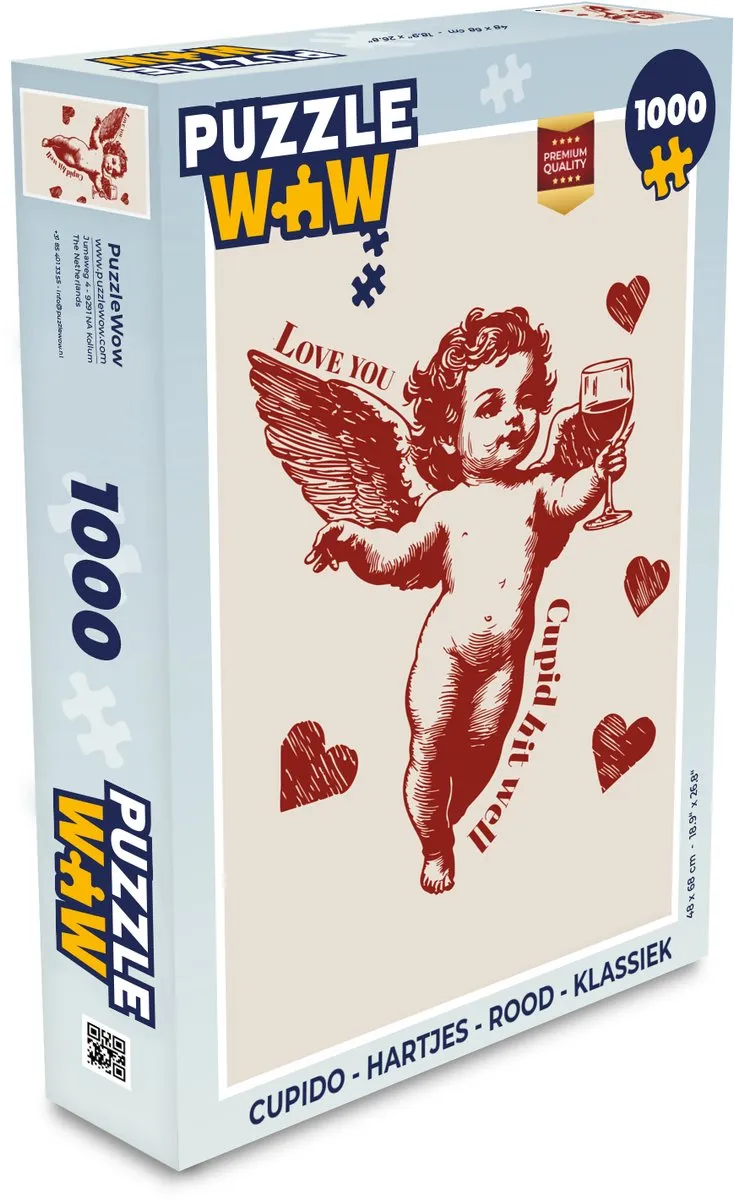 PuzzleWow Cupido Hartjes Legpuzzel 1000 Stuks - Rood