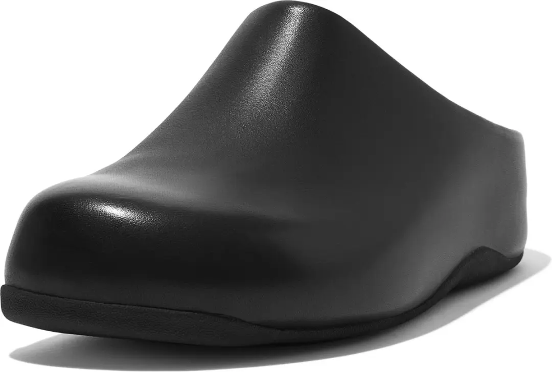 FitFlop Shuv Leren Pantoffels/Sloffen ZWART