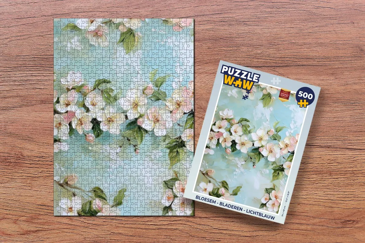 PuzzleWow Bloesem Legpuzzel 500 Stuks - Lichtblauw