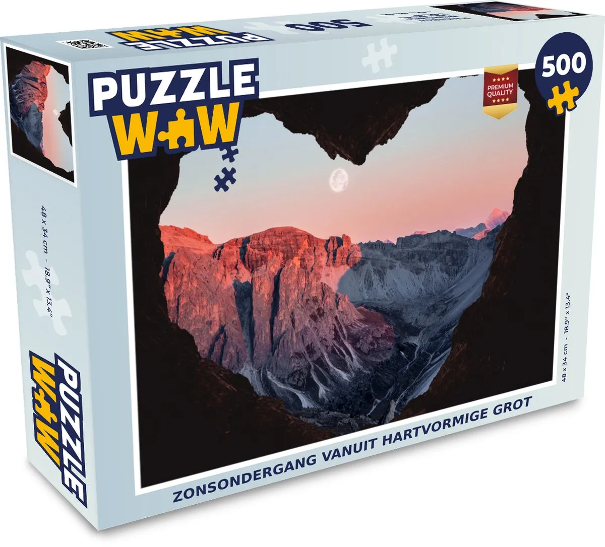 PuzzleWow Zonsondergang vanuit grot Legpuzzel 500 Stuks - Multicolor