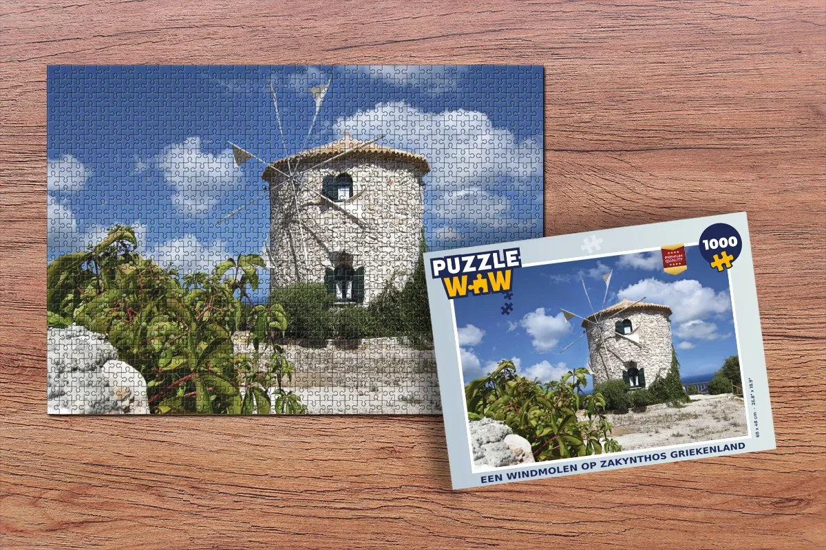 PuzzleWow Zakynthos Windmolen Legpuzzel 1000 Stuks - Multicolor