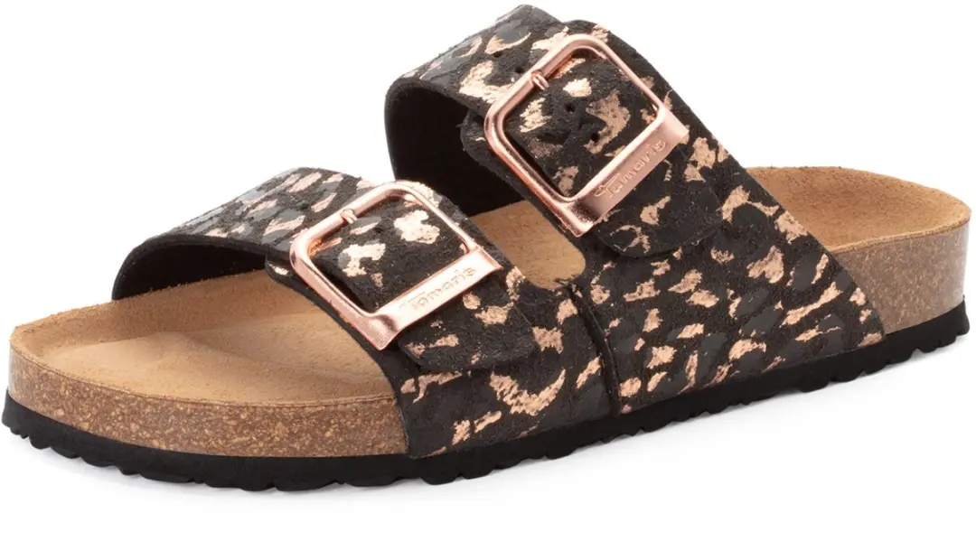 Tamaris damesmuiltjes 1-27523-46 090 Damesschoenen Leer Zwart/Luipaard