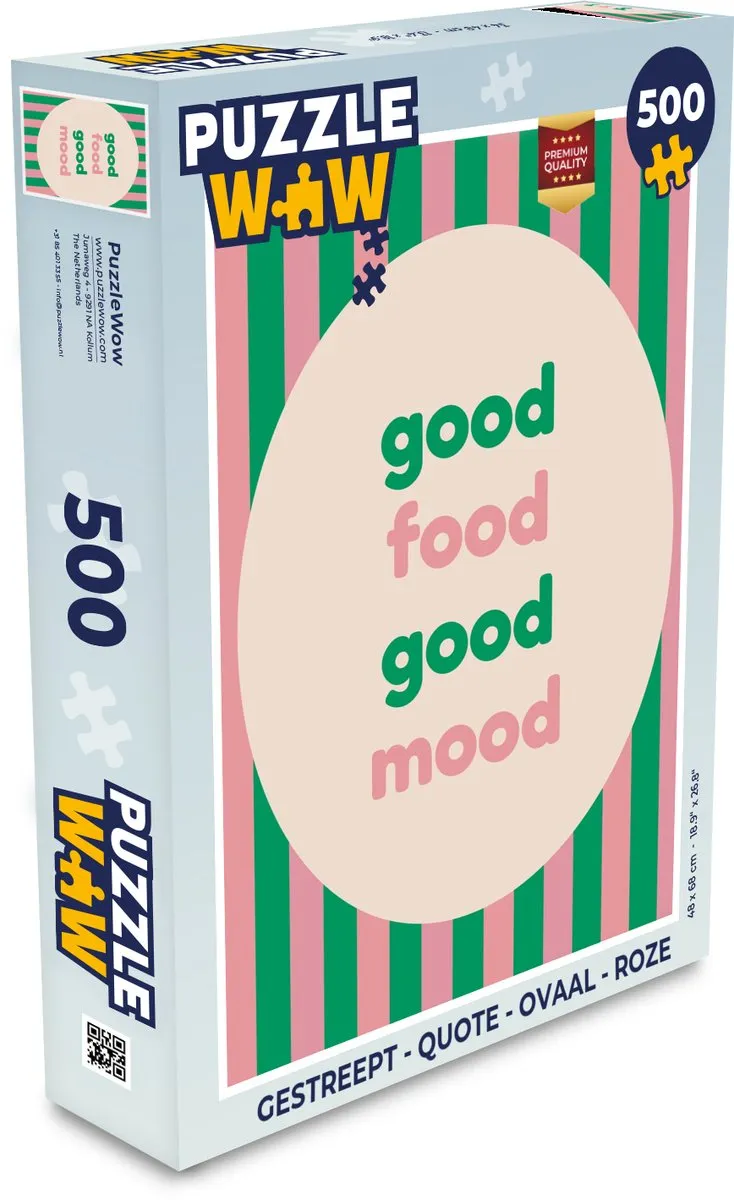 PuzzleWow Gestreept Quote Legpuzzel 500 Stuks - Roze