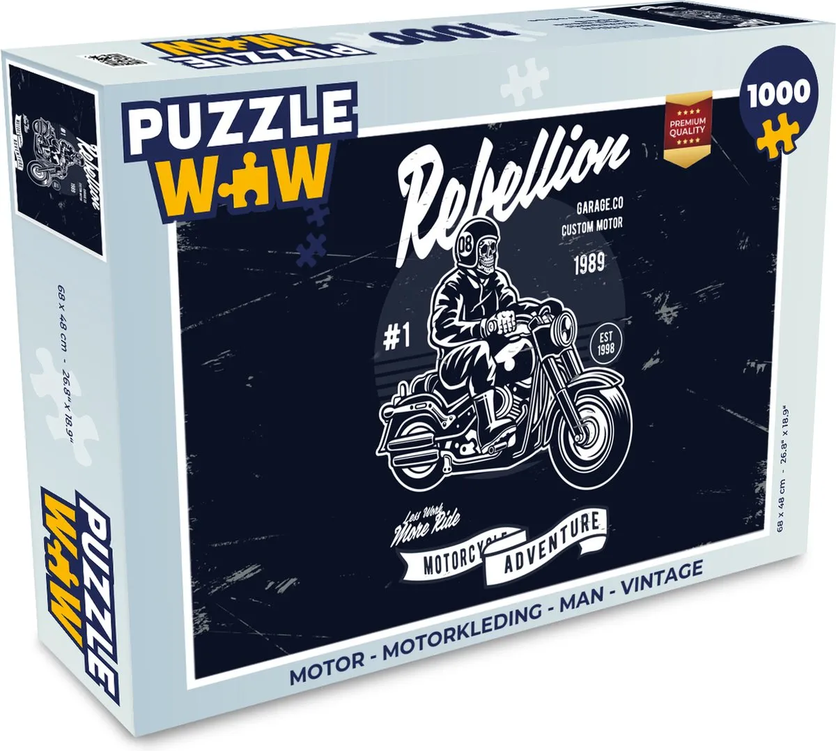 PuzzleWow Motorkleding Legpuzzel 1000 Stuks - Vintage Multicolor