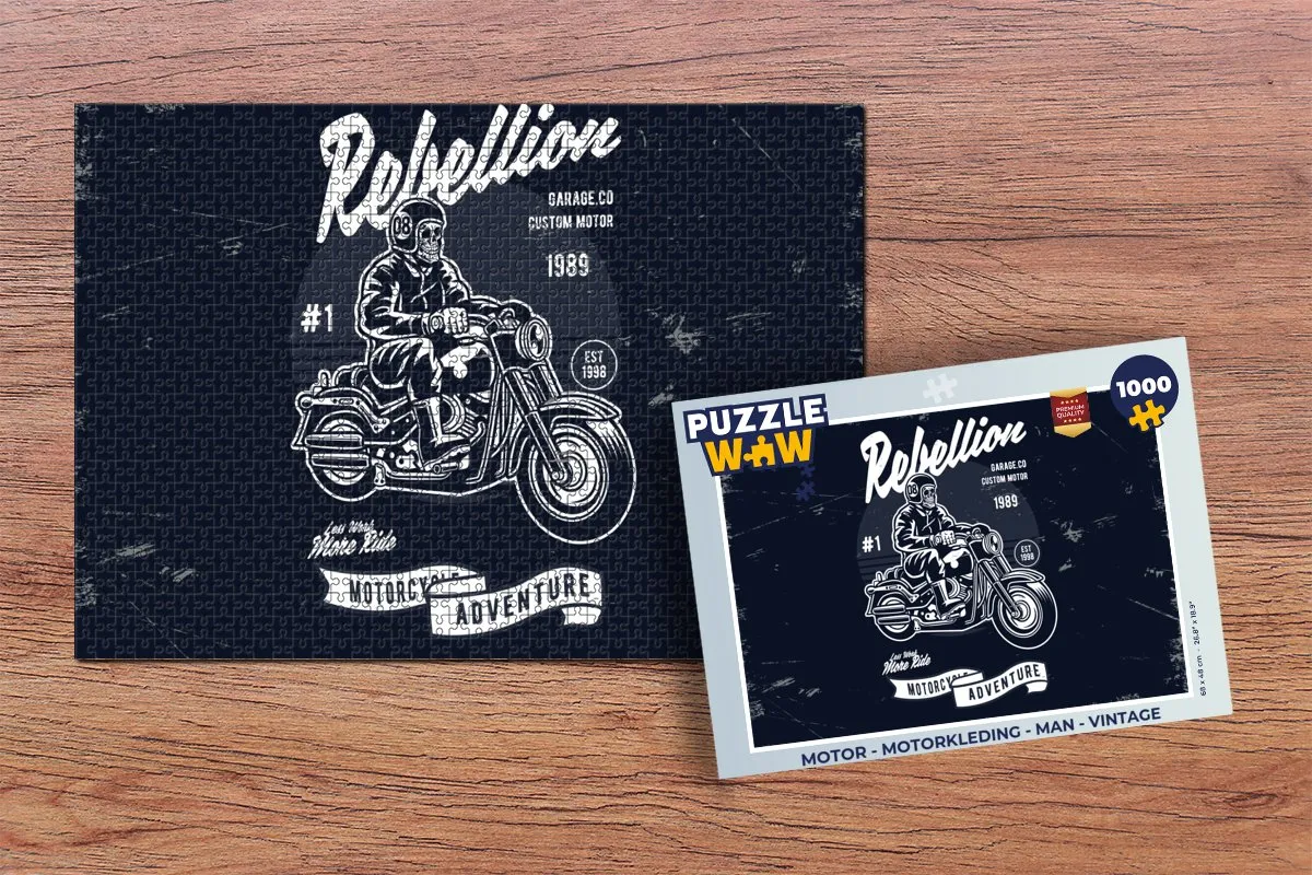 PuzzleWow Motorkleding Legpuzzel 1000 Stuks - Vintage Multicolor