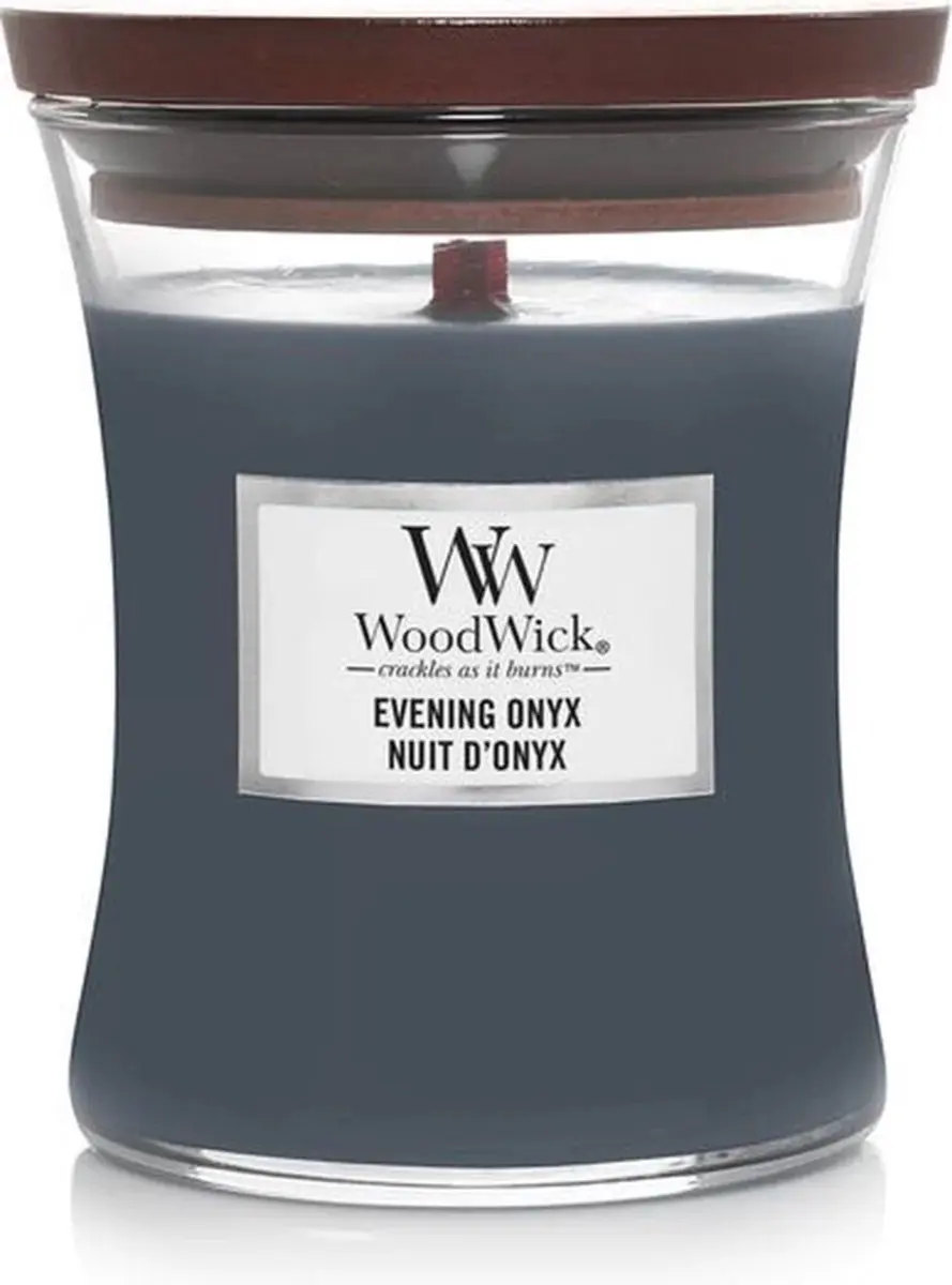 Woodwick Evening Onyx Geurkaars Medium