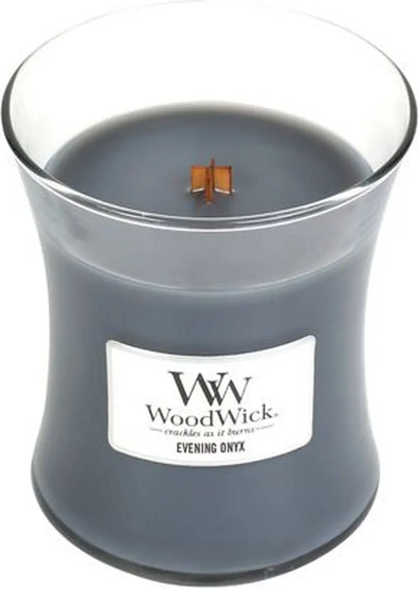 Woodwick Evening Onyx Geurkaars Medium - 60 uur - afbeelding 6 van 6