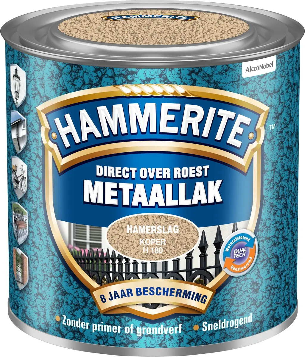 Hammerite Metaallak Hamerslag Koper 250ml