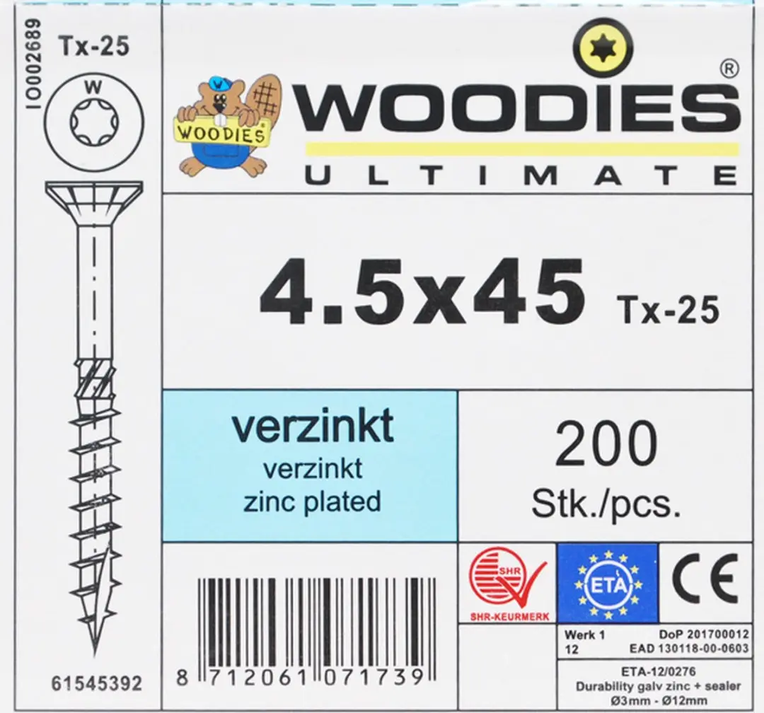 Woodies Ultimate Torx 4.5x45 - 200 Stuks - afbeelding 5 van 6