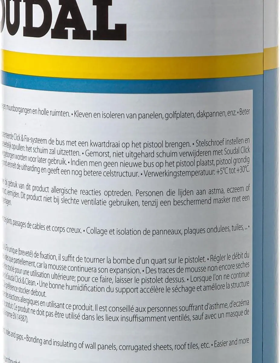 Soudal Foam pur Click & Fix 750ml - Wit - afbeelding 5 van 6