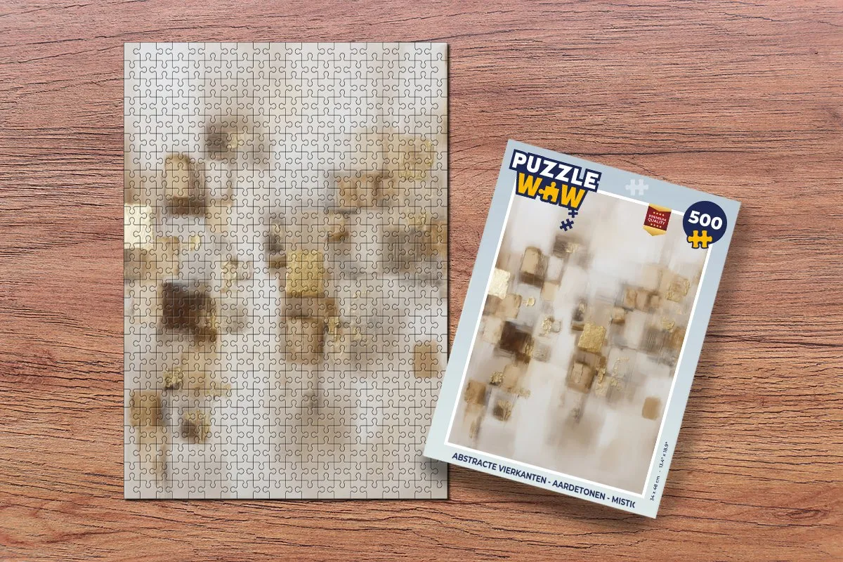 PuzzleWow Abstracte Vierkanten Legpuzzel 500 Stuks - Aardetonen/Mistig