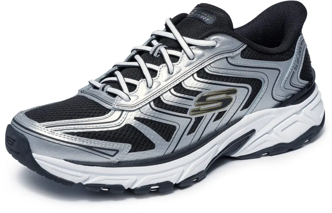 SKECHERS Heren STAMINA SPORT Slip-On Sneaker 233150 SLBK Silver Black