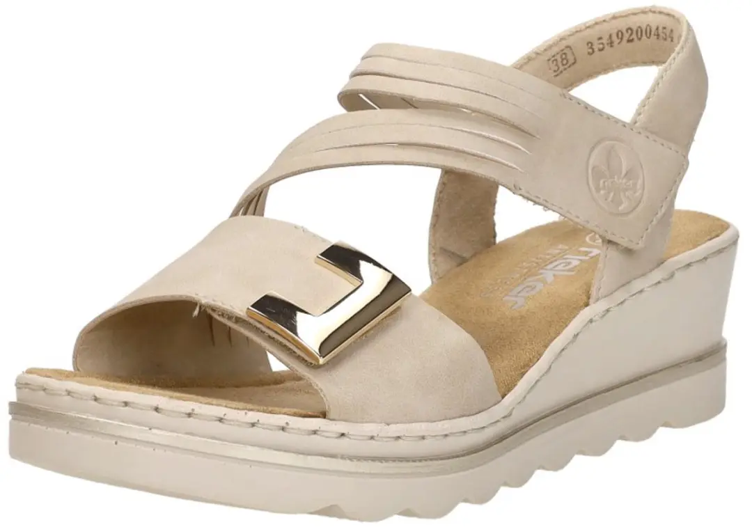 Rieker Plat Sandalen 67410 62 - Maat 37 - Beige
