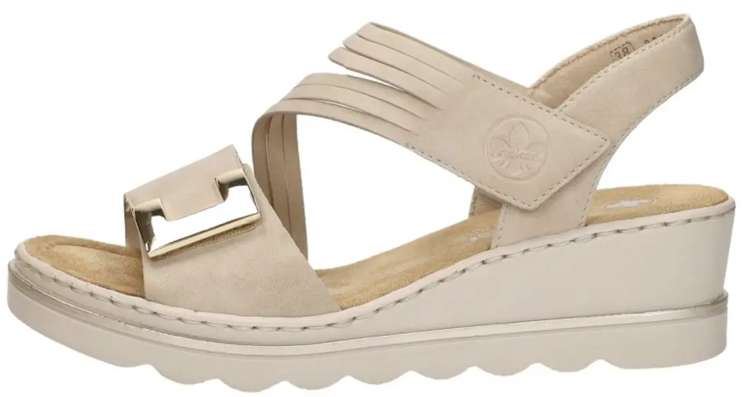 Rieker Plat Sandalen 67410 62 - Maat 37 - Beige