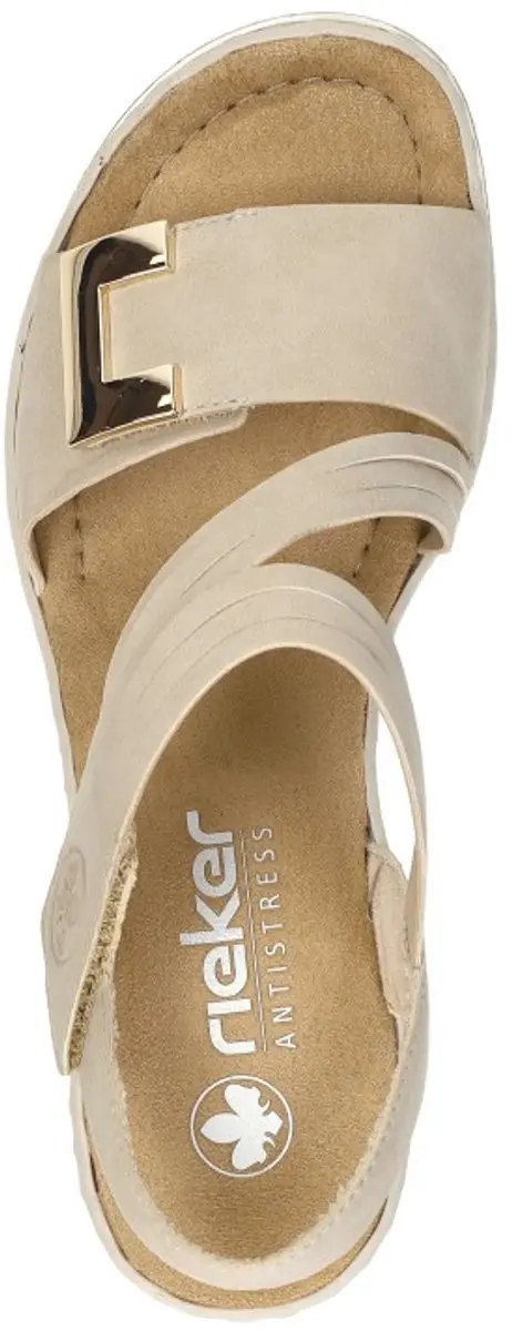 Rieker Plat Sandalen 67410 62 - Maat 37 - Beige