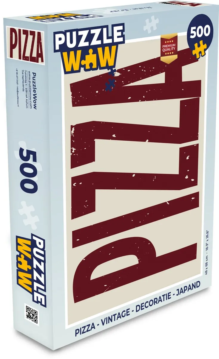 PuzzleWow Vintage Pizza Legpuzzel 500 Stuks - Japandi Decoratie