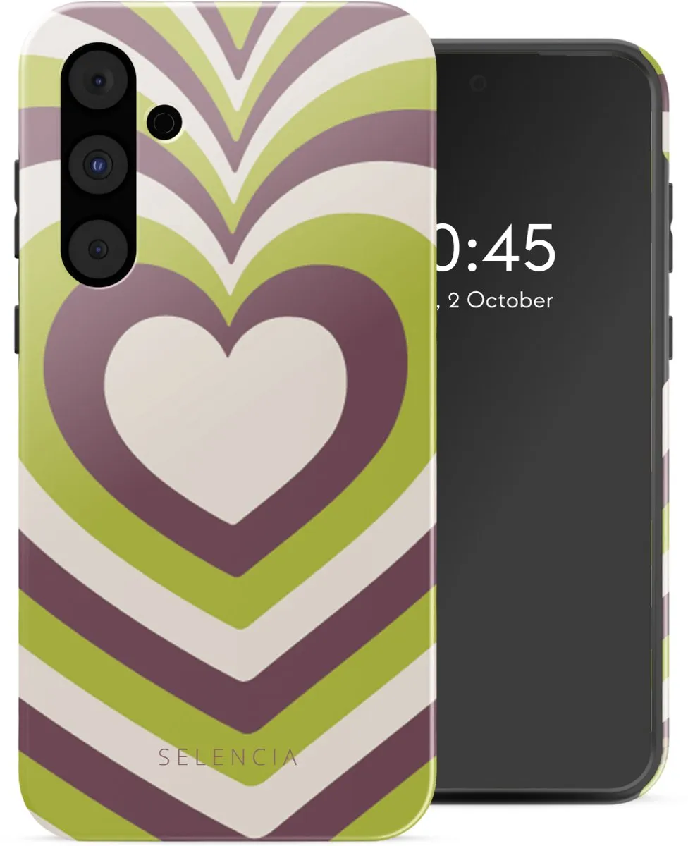 Selencia Hoesje Samsung Galaxy A55 Double Hearts Plum Fern