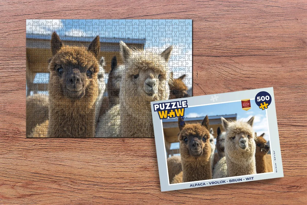PuzzleWow Alpaca Legpuzzel 500 Stuks - Multicolor