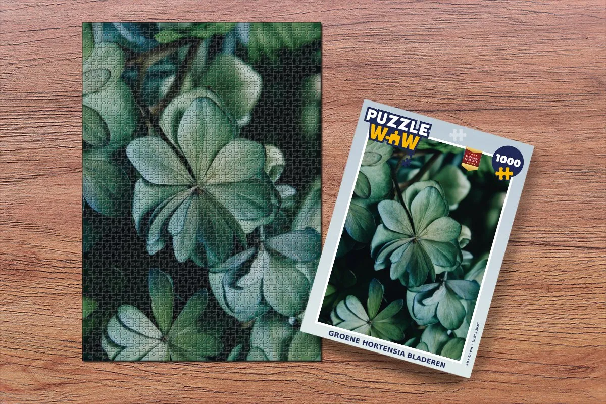 PuzzleWow Legpuzzel Groene Hortensia Bladeren 1000 Stuks
