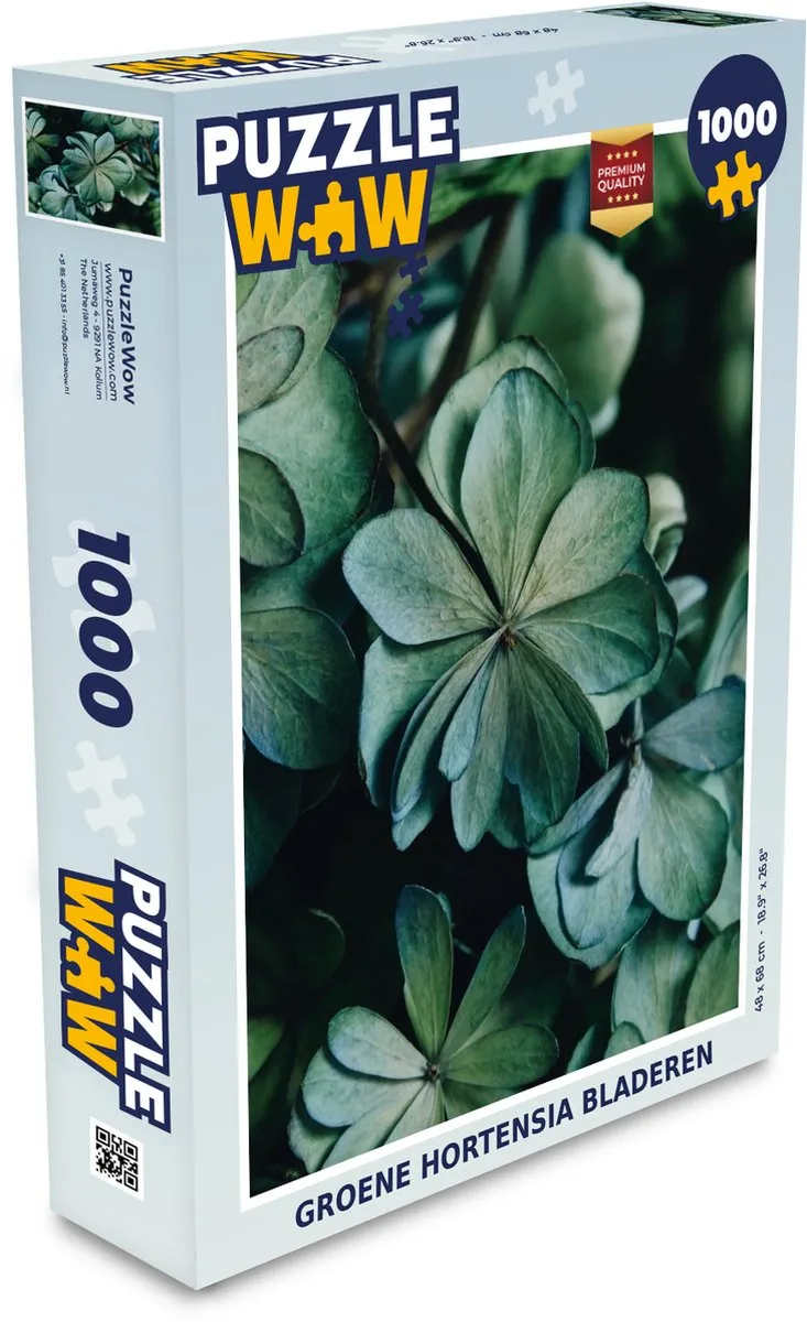 PuzzleWow Legpuzzel Groene Hortensia Bladeren 1000 Stuks