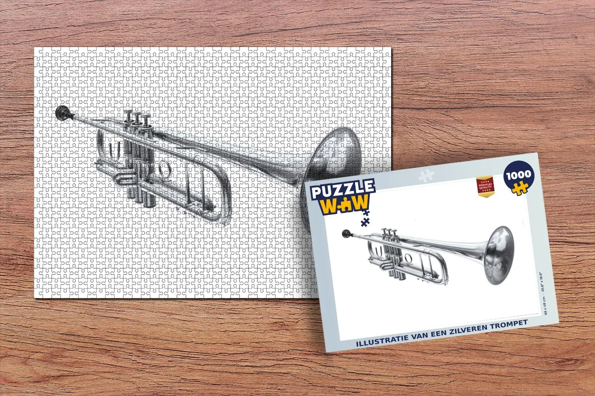 PuzzleWow Legpuzzel Zilveren Trompet 1000 Stuks - Multicolor