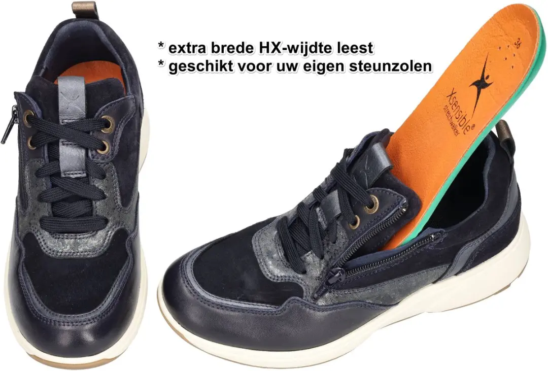Xsensible Grenoble Dames Veterschoenen - Donkerblauw Maat 41