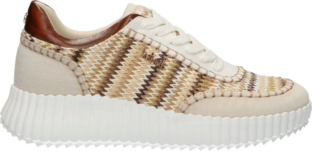 La Strada Sneaker Beige Multi Textiel
