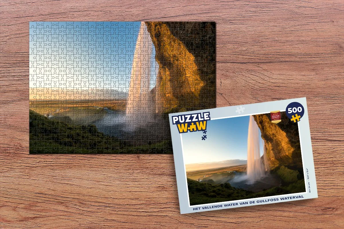 PuzzleWow Het vallende water van Gullfoss Legpuzzel 500 Stuks - Multicolor