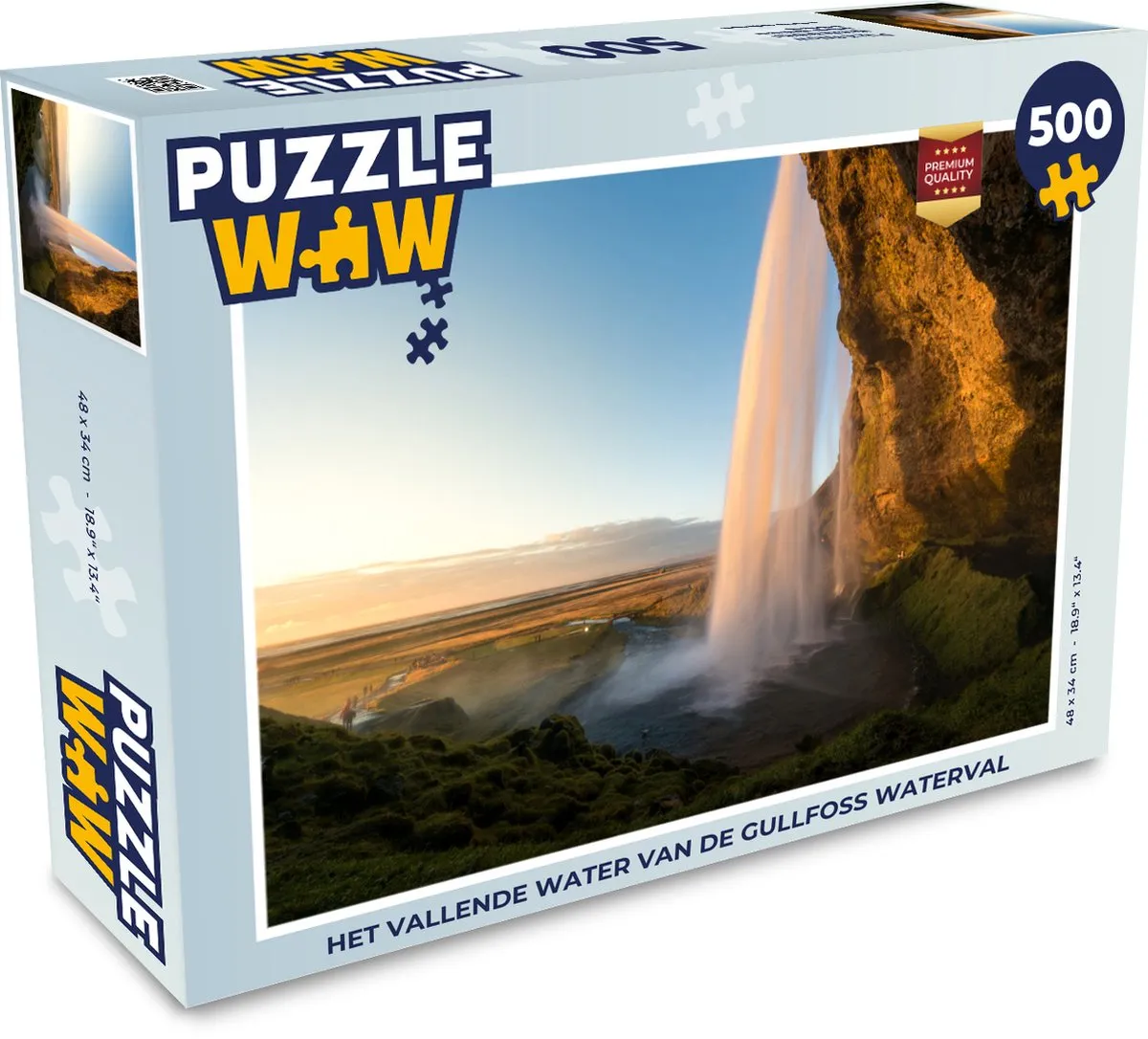 PuzzleWow Het vallende water van Gullfoss Legpuzzel 500 Stuks - Multicolor