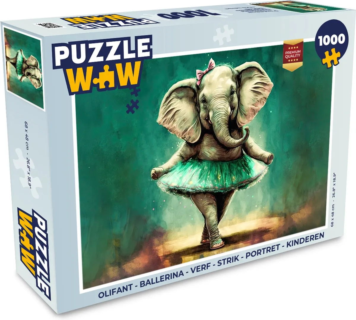 PuzzleWow Olifant Ballerina Portret Legpuzzel 1000 Stuks - Multicolor