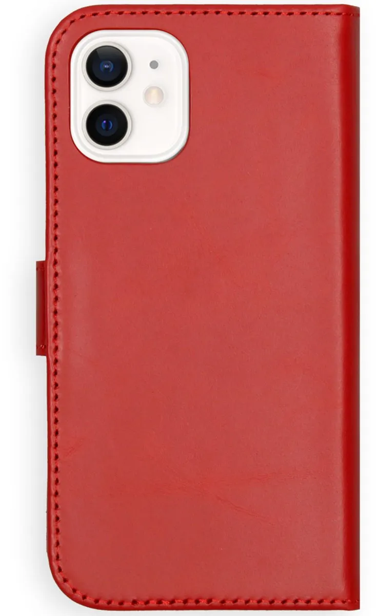Selencia Hoesje iPhone 12 Mini - Rood Leder - 3 Pasjes
