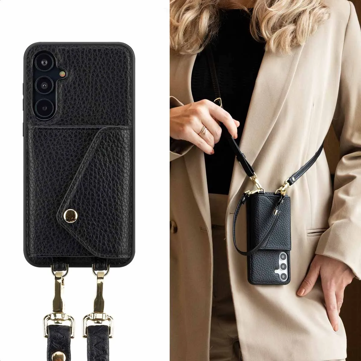 Selencia Sera Koordhoes Samsung Galaxy A55 - 2 Pasjes - Zwart