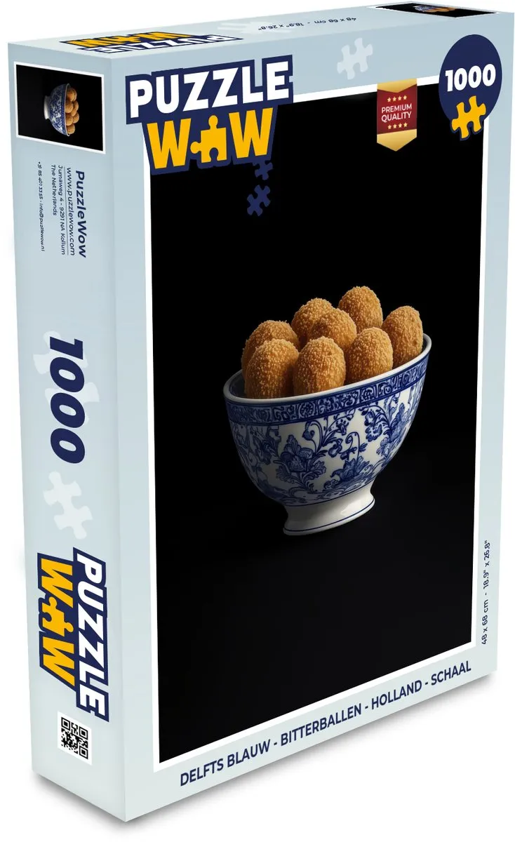 PuzzleWow Delfts Blauw Bitterballen Legpuzzel 1000 Stuks
