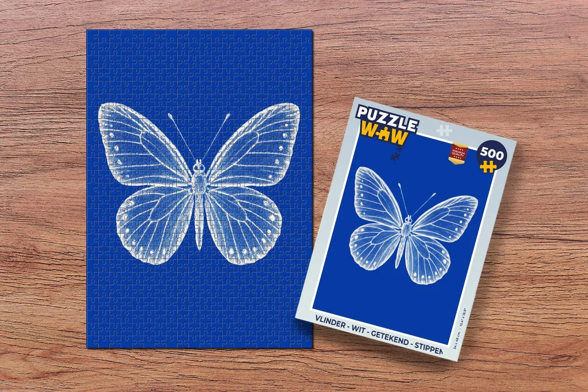 PuzzleWow Vlinder Legpuzzel 500 Stuks - Blauw