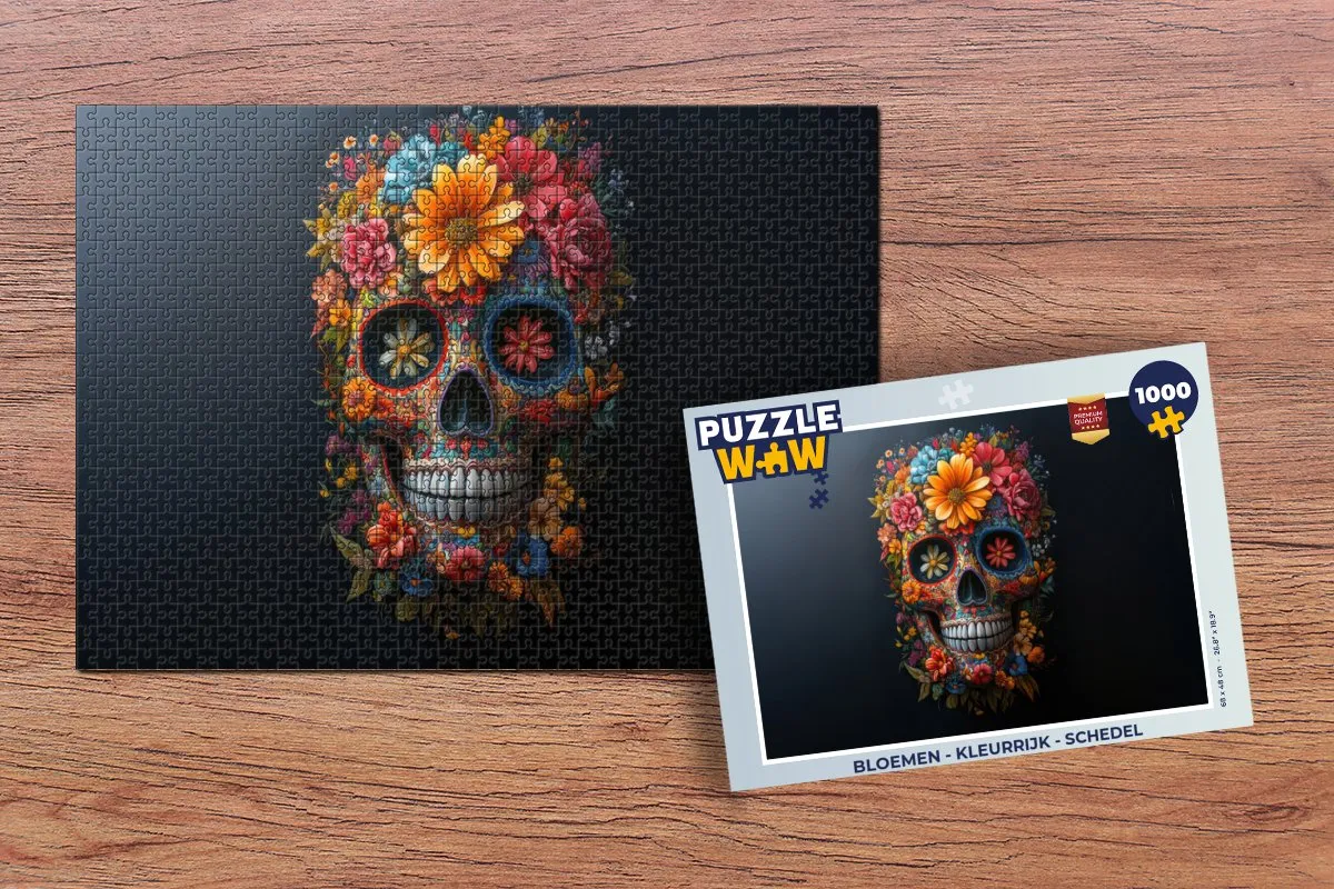 PuzzleWow Bloemen Schedel Legpuzzel 1000 Stuks - MPN 8721406827191