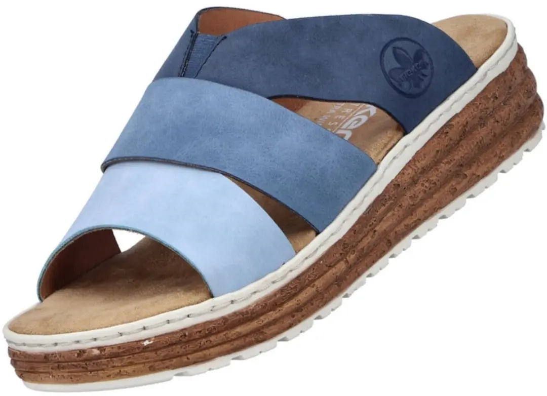 Rieker dames muiltjes blauw