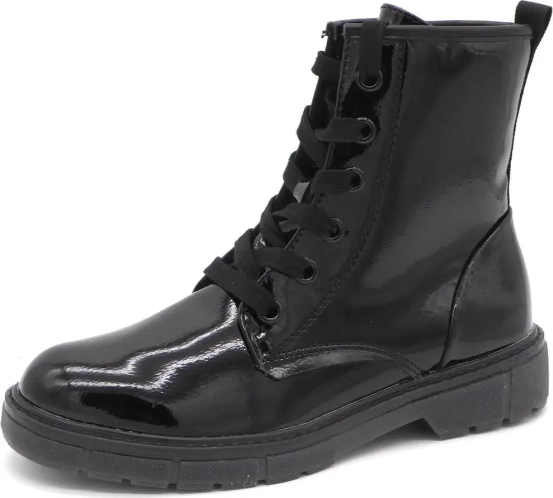 Marco Tozzi Dames Veterboot -25282-018 Zwart Lak