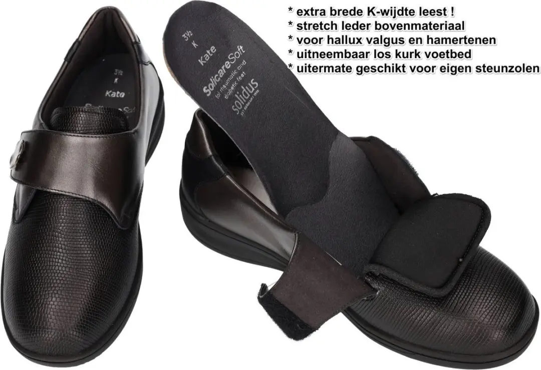 Solidus Orthopedische Comfort Stretch Schoen - Maat 38 - Donkerbruin