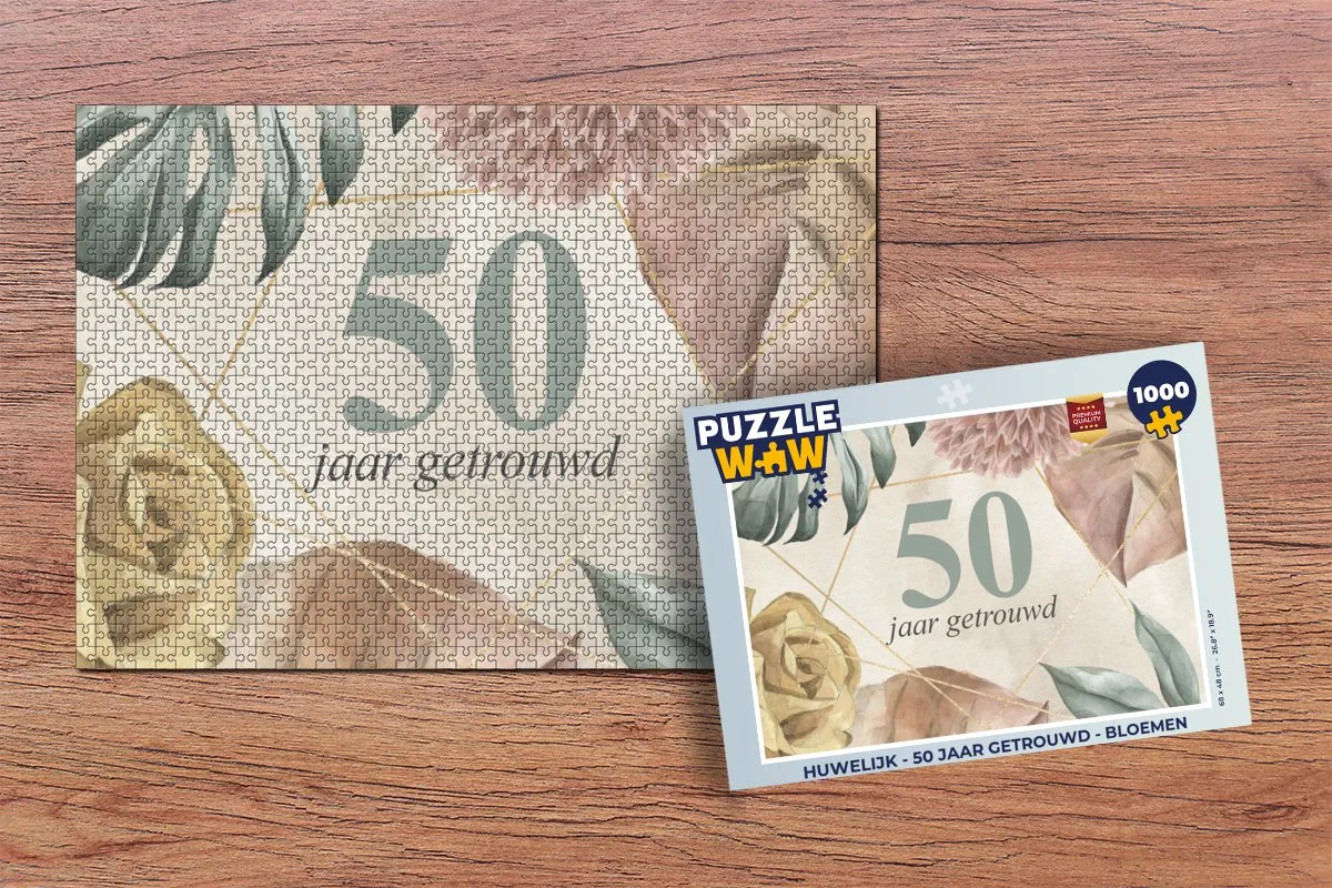 PuzzleWow 1000 Stuks Legpuzzel - 50 Jaar Getrouwd - Multicolor
