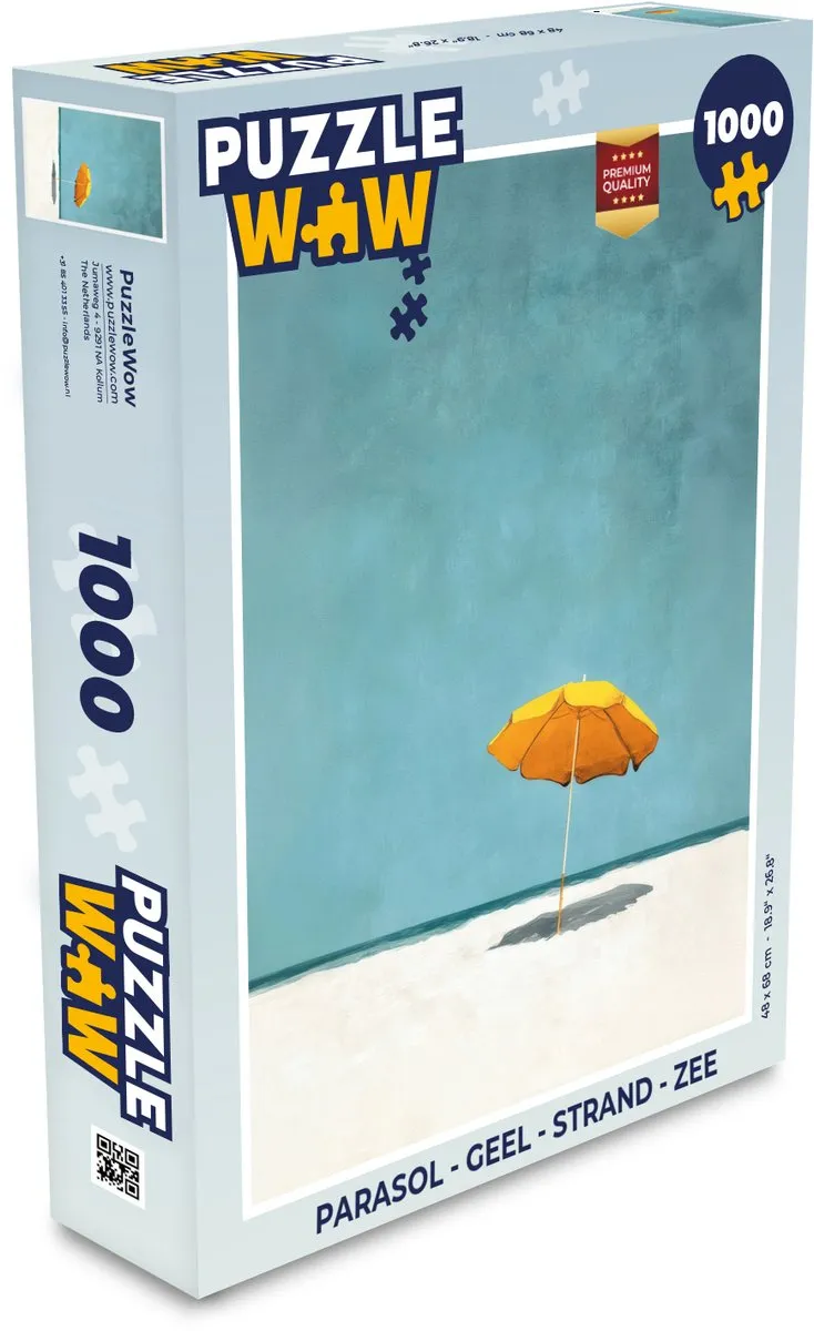 PuzzleWow Parasol Strand Puzzel 1000 Stuks - Geel