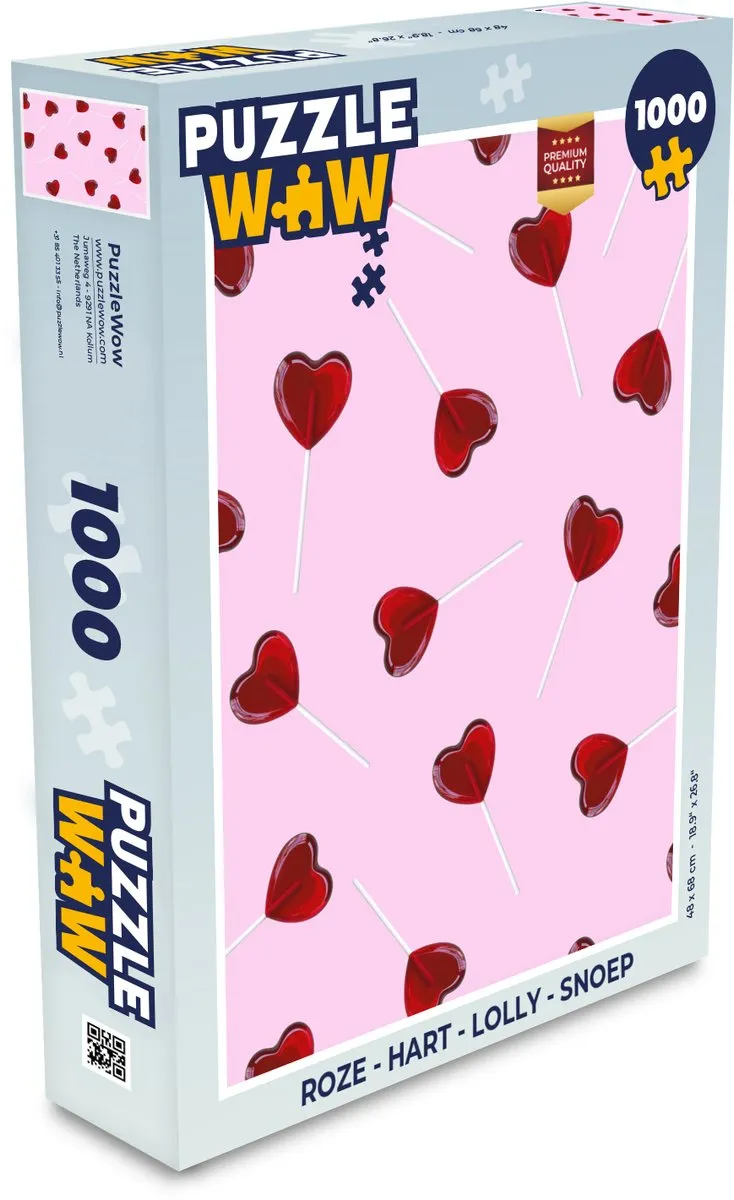 PuzzleWow Hartjes Roze Legpuzzel 1000 Stuks