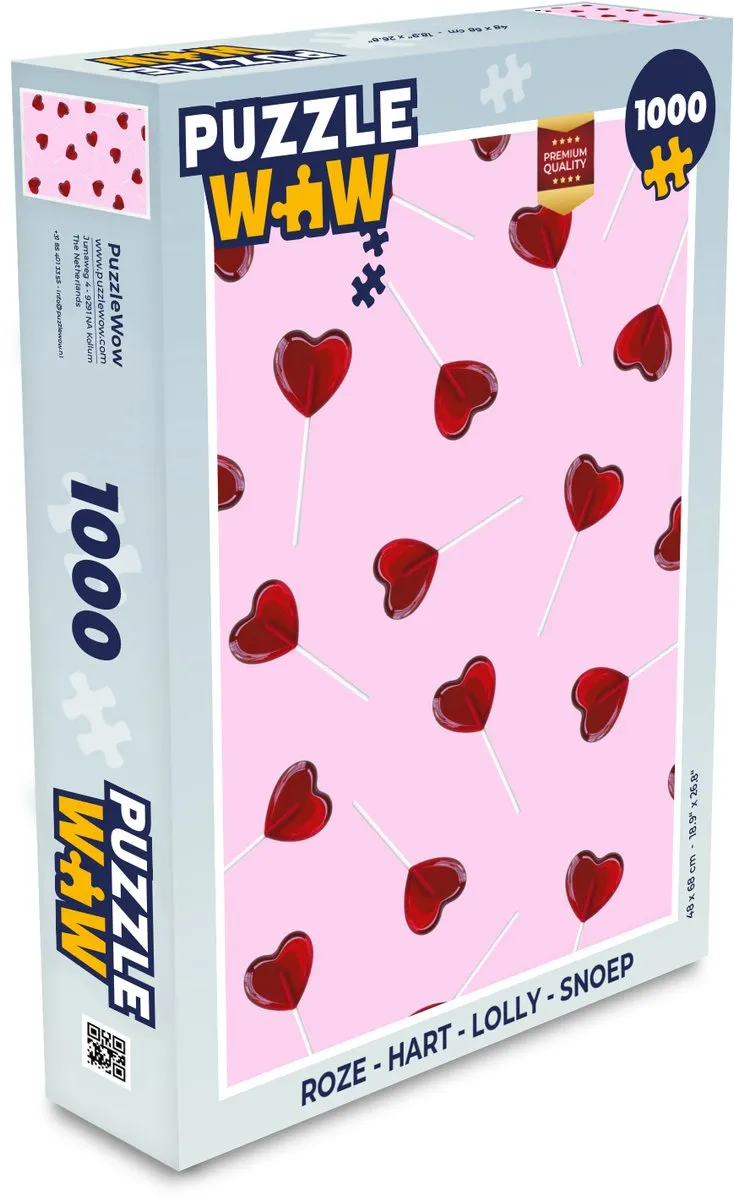 PuzzleWow Hartjes Roze Legpuzzel 1000 Stuks