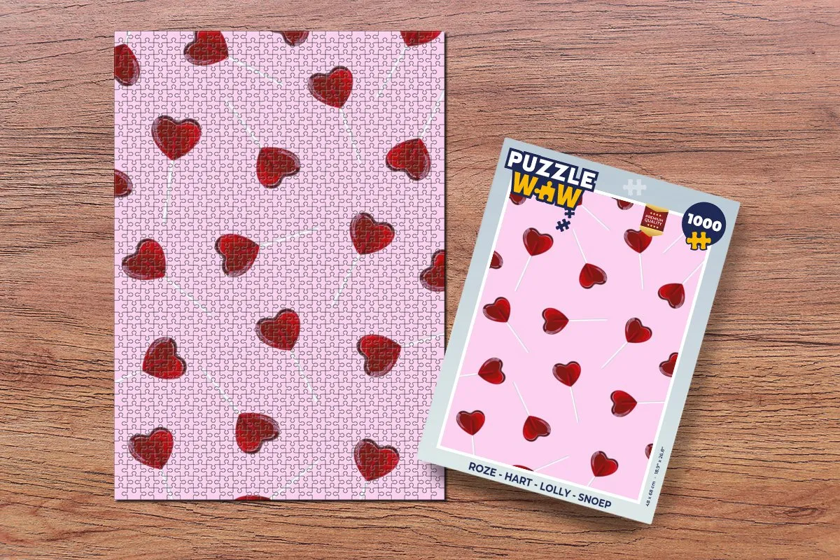 PuzzleWow Hartjes Roze Legpuzzel 1000 Stuks