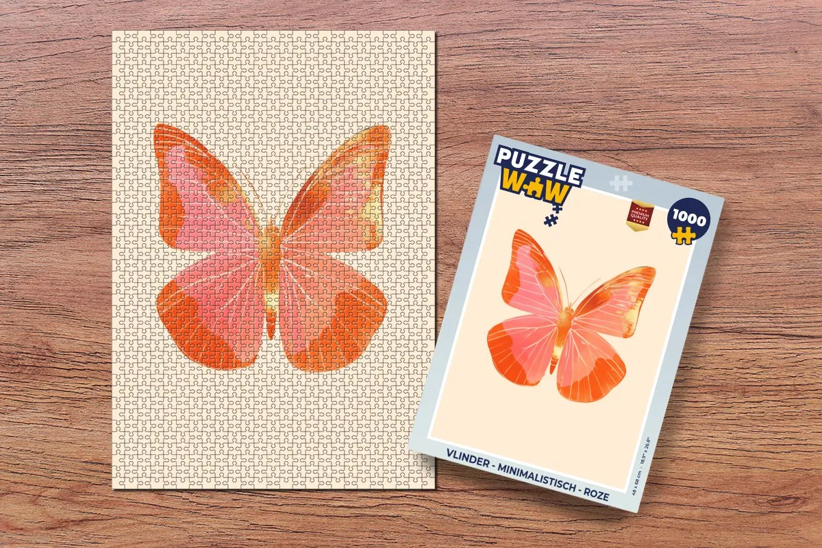 PuzzleWow Vlinder Legpuzzel 1000 Stuks - Roze
