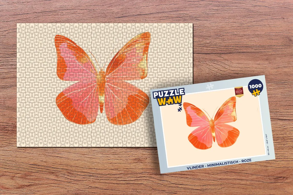 PuzzleWow Vlinder Legpuzzel 1000 Stuks - Roze