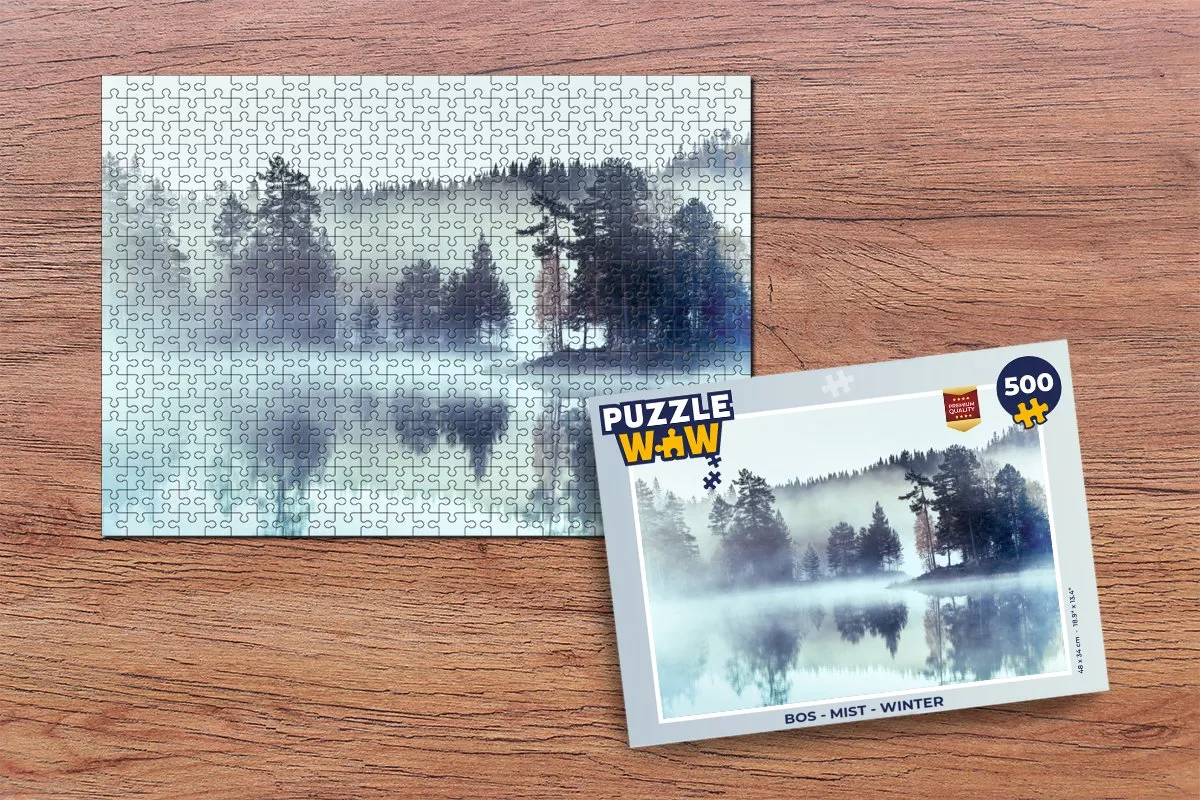 PuzzleWow Bos Mist Winter Legpuzzel 500 Stuks - Multicolor