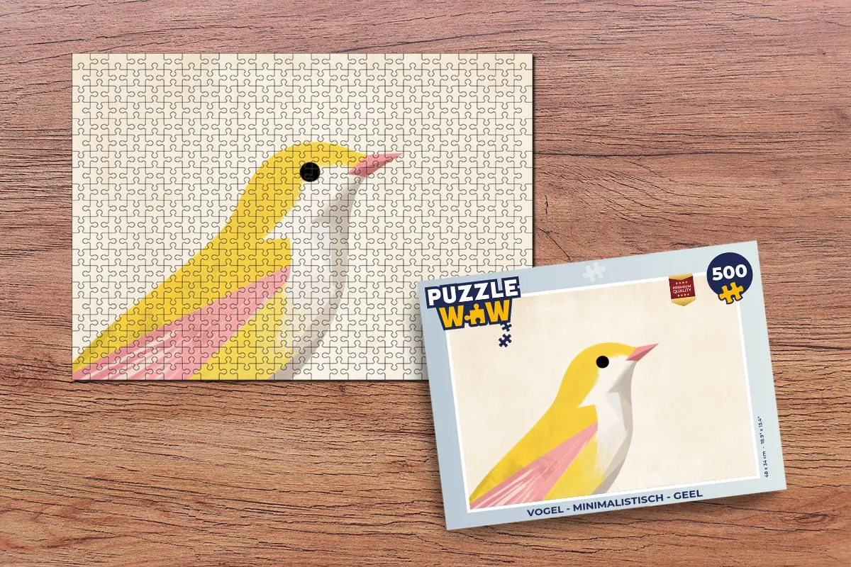 PuzzleWow Vogel Minimalistisch Legpuzzel 500 Stuks - Geel