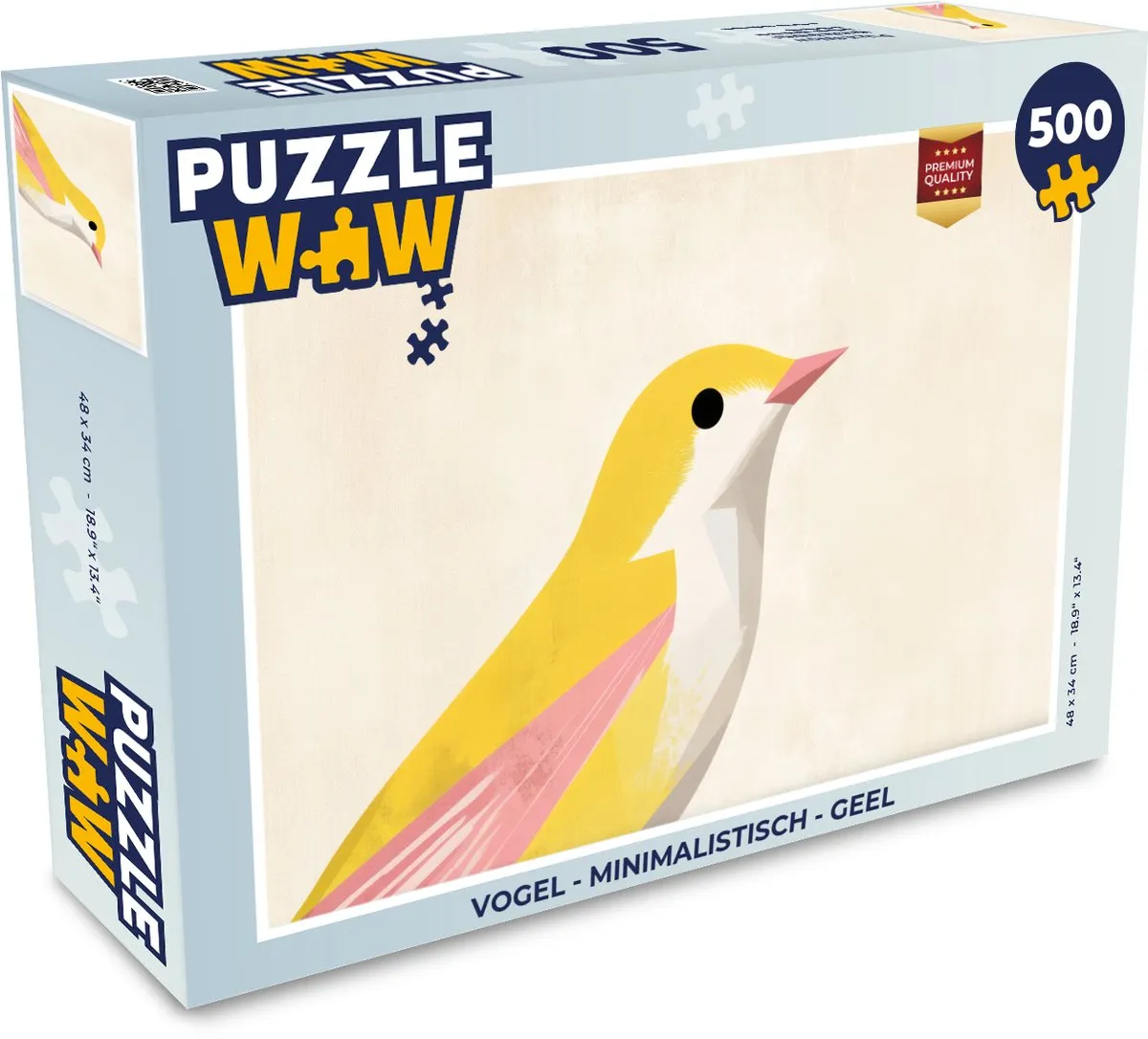 PuzzleWow Vogel Minimalistisch Legpuzzel 500 Stuks - Geel
