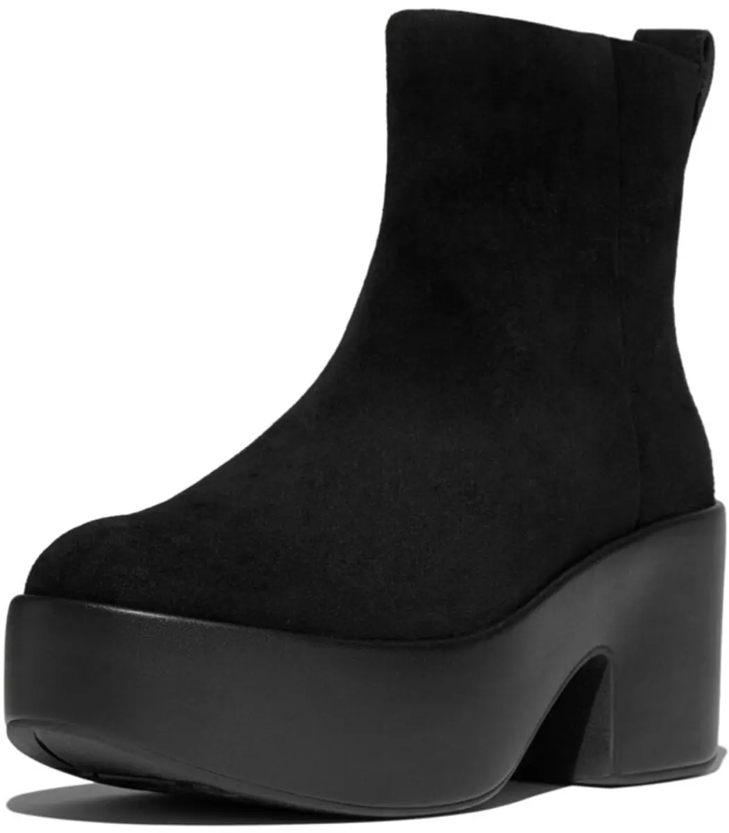 FitFlop Platfforms Suede Heeled Ankle Boots ZWART