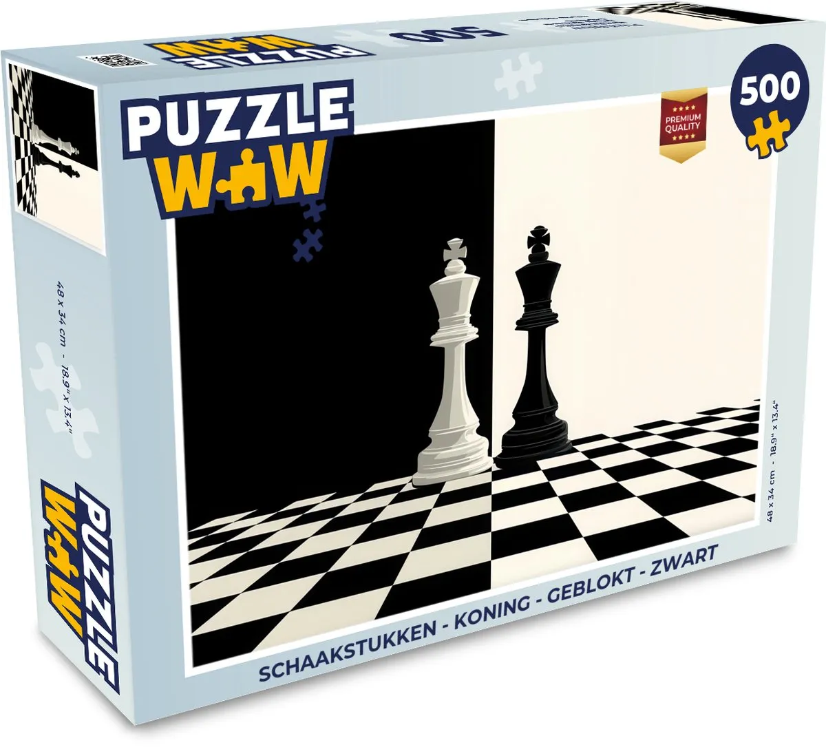 PuzzleWow Schaakstukken Geblokt Koning - 500 Stuks - Zwart